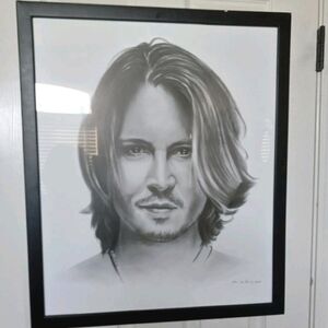 Johnny Depp Noa Chaikin 2003 Professionally Framed Print Faces Of Fame 22” X 26”